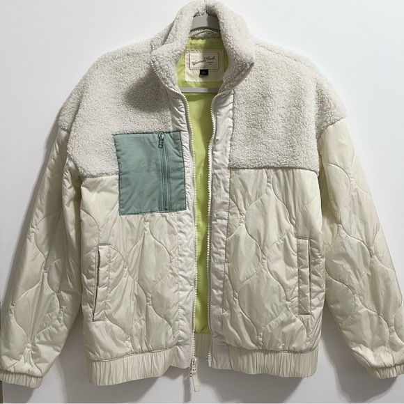 Universal Thread Sherpa Mixed Media Jacket Cream | Size XS - Picture 2 of 5